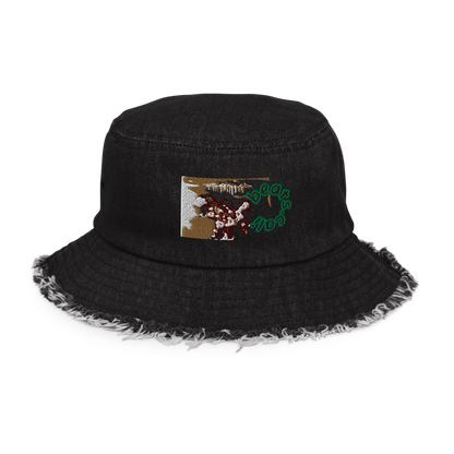 Distressed denim bucket hat