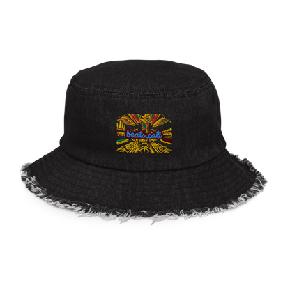 Distressed denim bucket hat