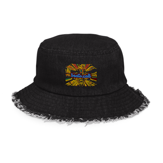 Distressed denim bucket hat