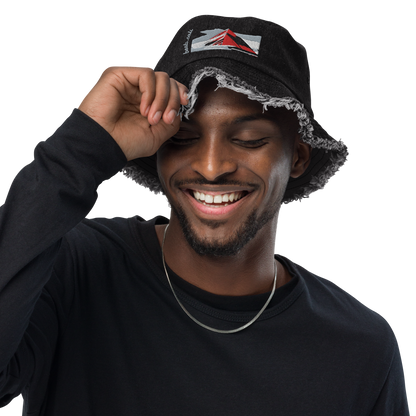 Distressed denim bucket hat