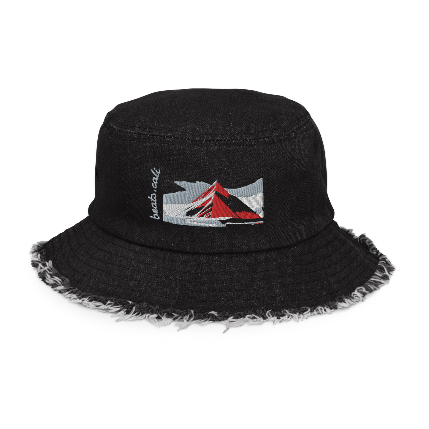 Distressed denim bucket hat