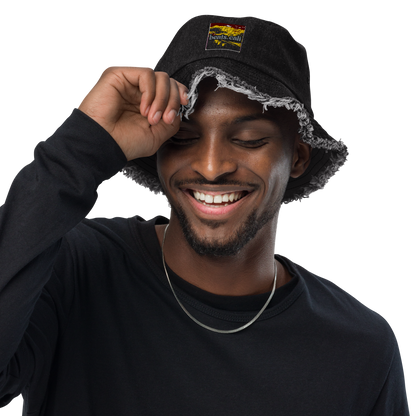 Distressed denim bucket hat