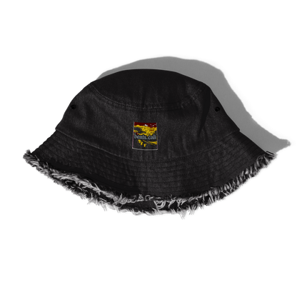 Distressed denim bucket hat