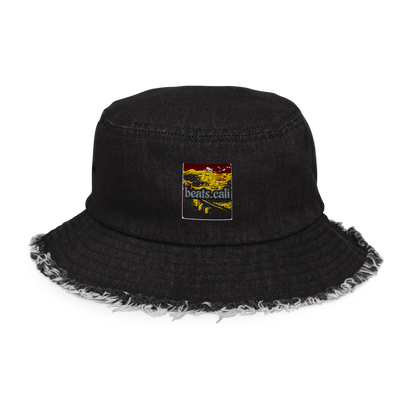 Distressed denim bucket hat