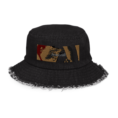 Distressed denim bucket hat