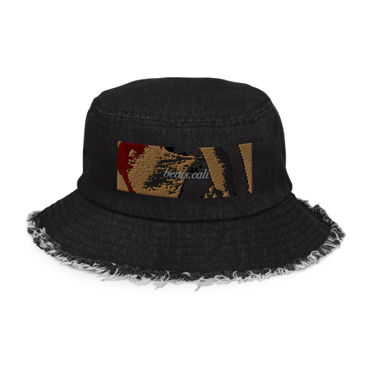 Distressed denim bucket hat