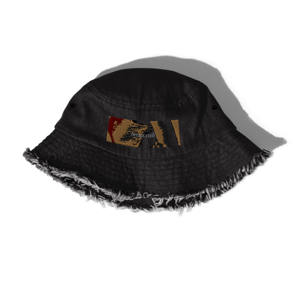 Distressed denim bucket hat