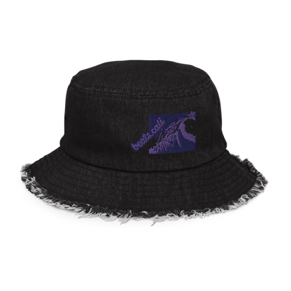 Distressed denim bucket hat