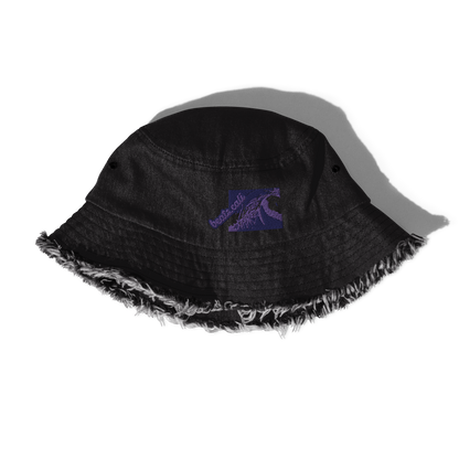 Distressed denim bucket hat