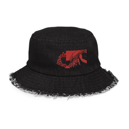 Distressed denim bucket hat