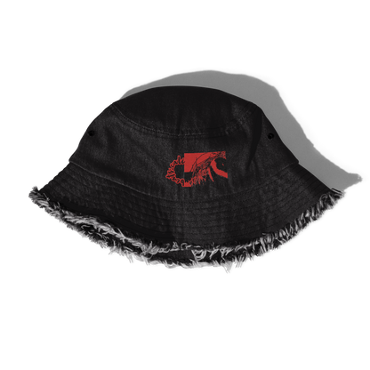 Distressed denim bucket hat