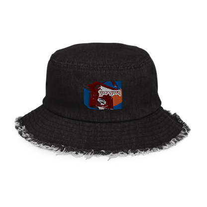 Distressed denim bucket hat