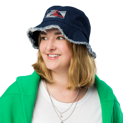 Distressed denim bucket hat