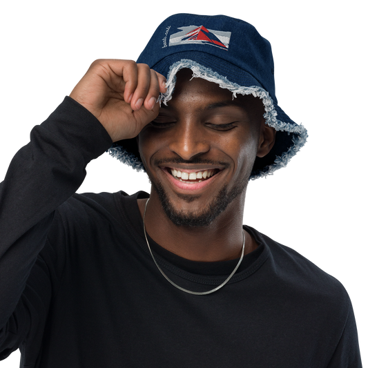Distressed denim bucket hat