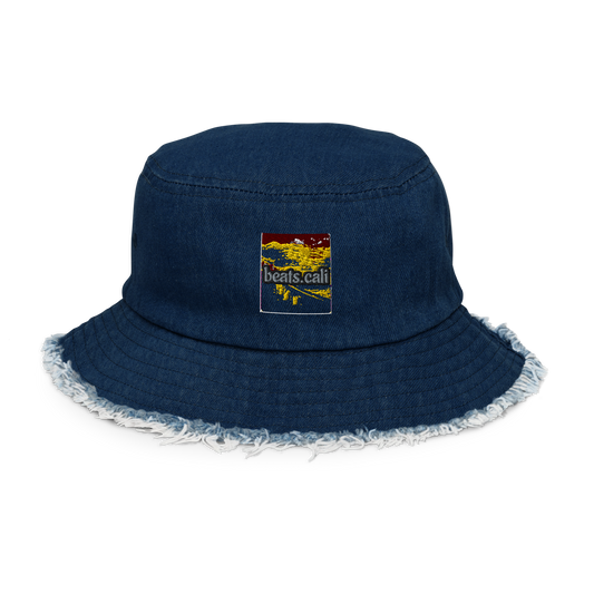 Distressed denim bucket hat