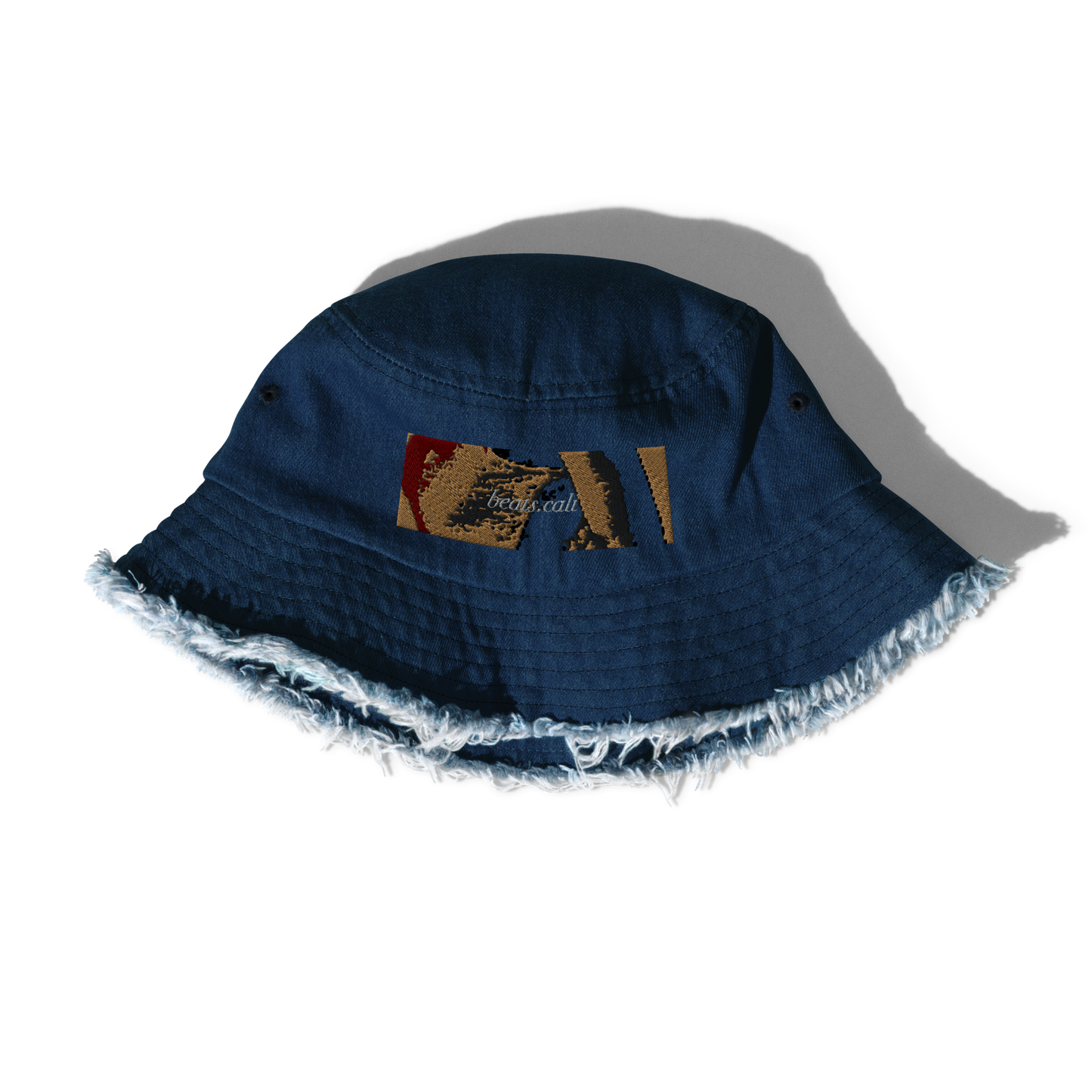 Distressed denim bucket hat