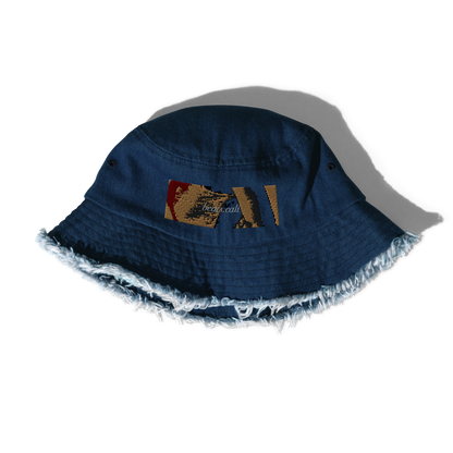 Distressed denim bucket hat