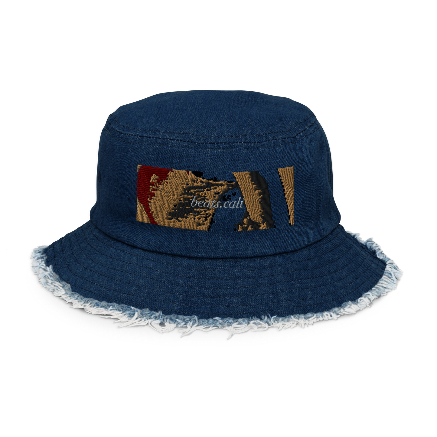 Distressed denim bucket hat