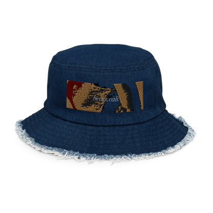 Distressed denim bucket hat