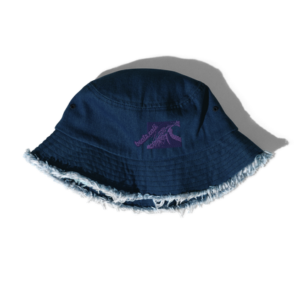 Distressed denim bucket hat