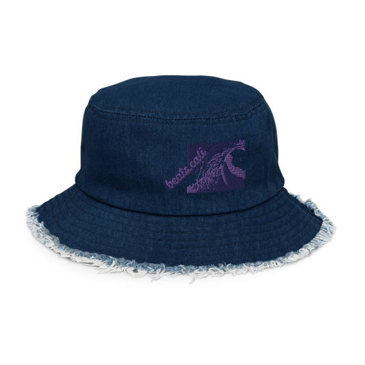 Distressed denim bucket hat