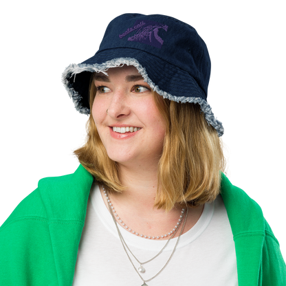 Distressed denim bucket hat
