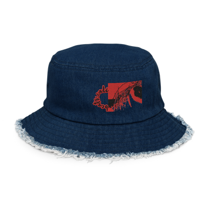 Distressed denim bucket hat