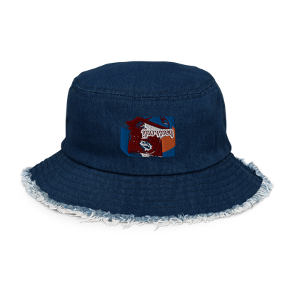 Distressed denim bucket hat