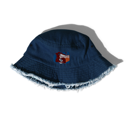 Distressed denim bucket hat