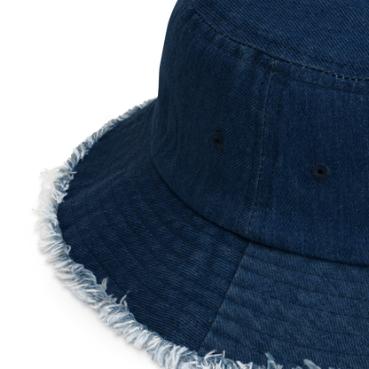 Distressed denim bucket hat