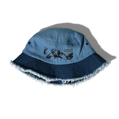 Distressed denim bucket hat