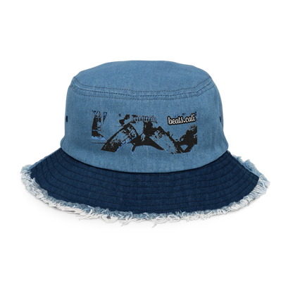 Distressed denim bucket hat