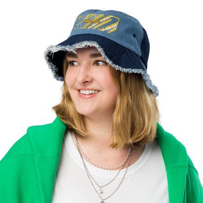 Distressed denim bucket hat