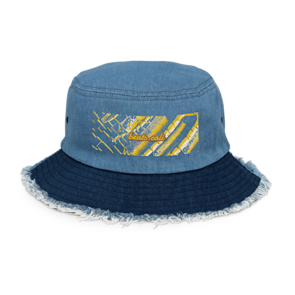 Distressed denim bucket hat