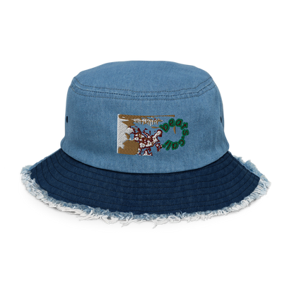 Distressed denim bucket hat