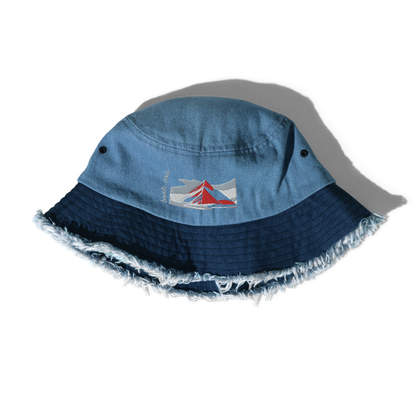Distressed denim bucket hat