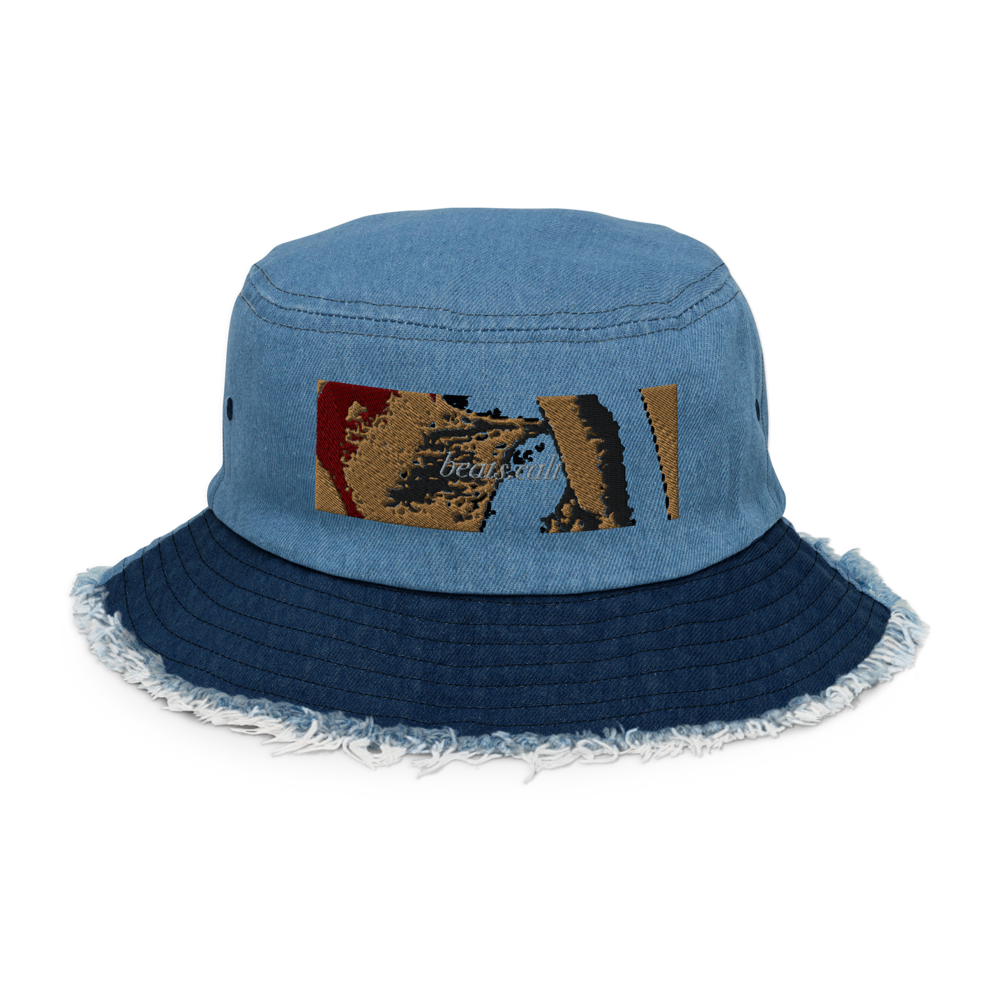 Distressed denim bucket hat