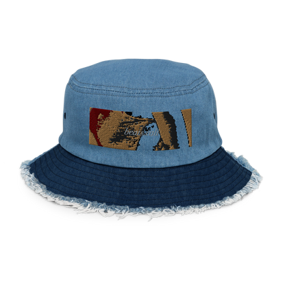 Distressed denim bucket hat