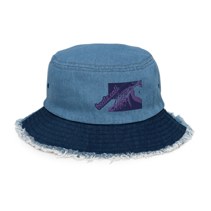 Distressed denim bucket hat