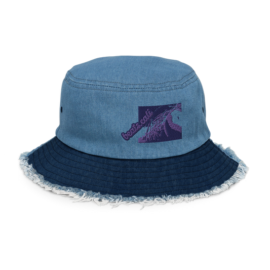 Distressed denim bucket hat