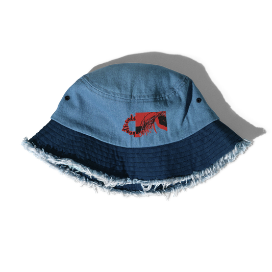 Distressed denim bucket hat