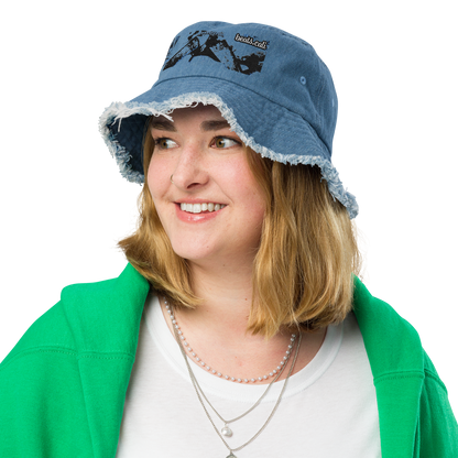 Distressed denim bucket hat