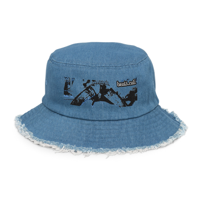 Distressed denim bucket hat