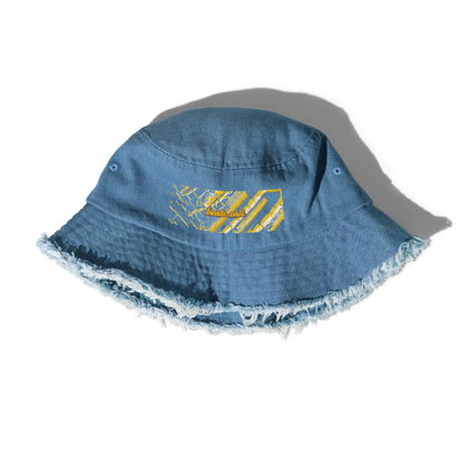 Distressed denim bucket hat