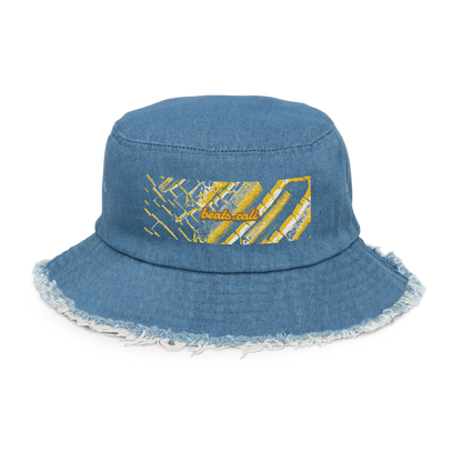 Distressed denim bucket hat