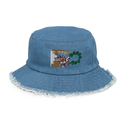 Distressed denim bucket hat