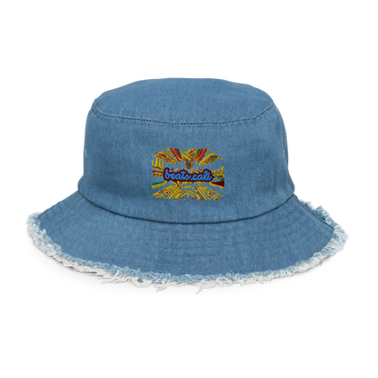 Distressed denim bucket hat