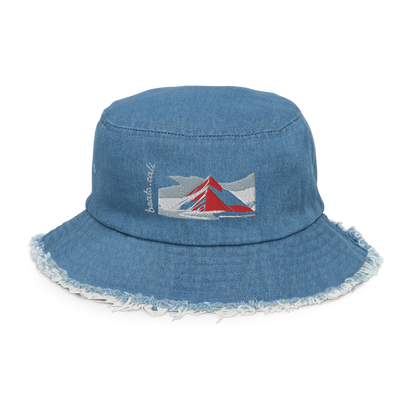 Distressed denim bucket hat