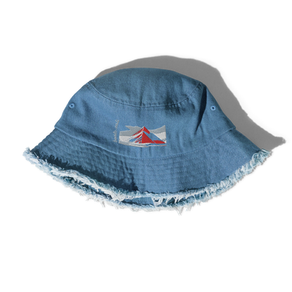 Distressed denim bucket hat