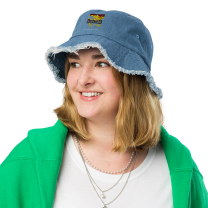 Distressed denim bucket hat